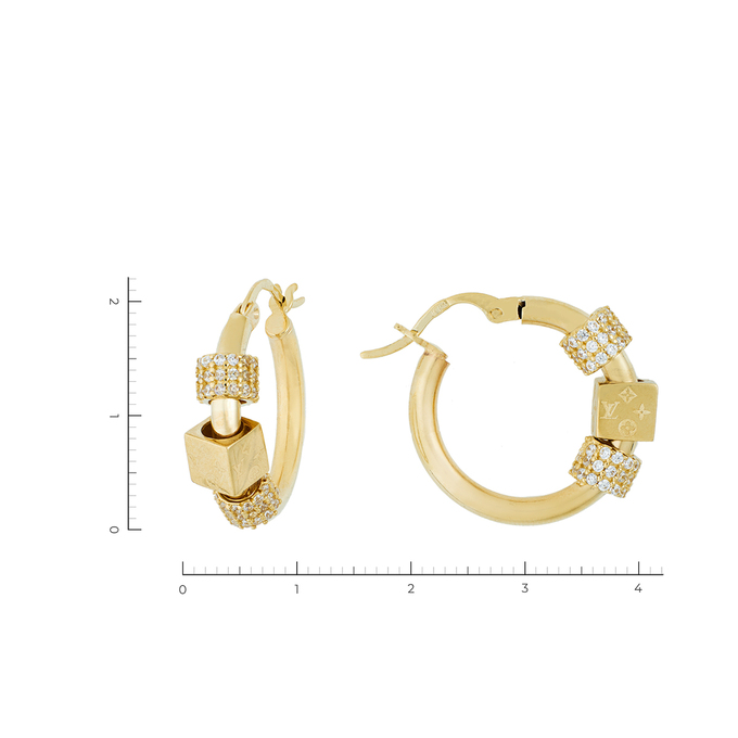 Серьги золото, 585, 2 к.,5,49 гр. (чистый вес 5,19 гр.); 156 Фианит
