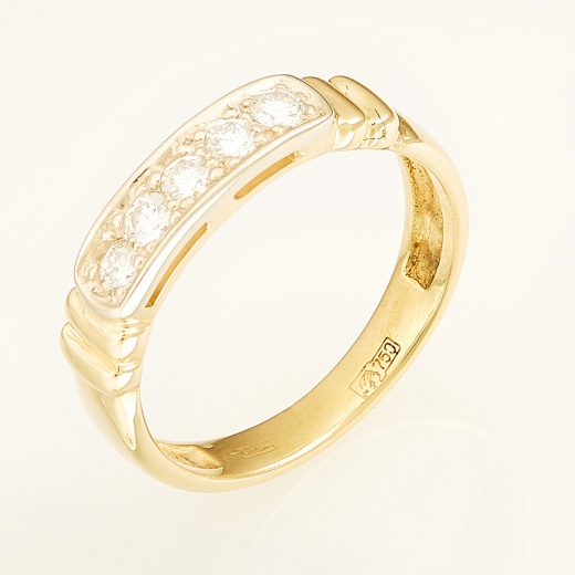 Кольцо из комбинированного золота 750 пробы c 5 бриллиантами Л30113189 фото 1