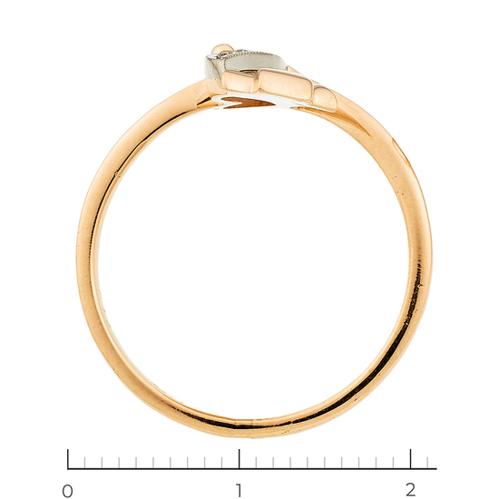 Кольцо из комбинированного золота 585 пробы c 3 бриллиантами, Л41061326 за 13250