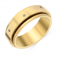 Кольцо обручальное из желтого золота 750 пробы c 7 бриллиантами
