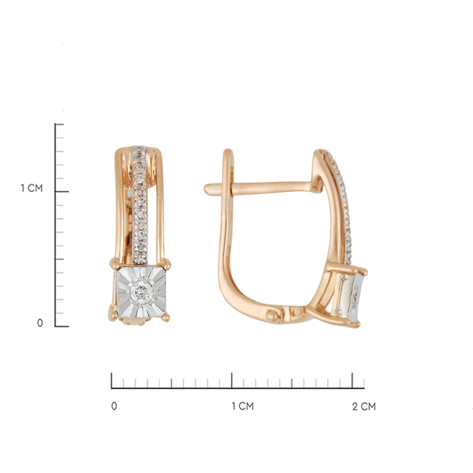 Серьги из золота 585 пробы c 24 бриллиантами, Л 3706 2995 за 21520