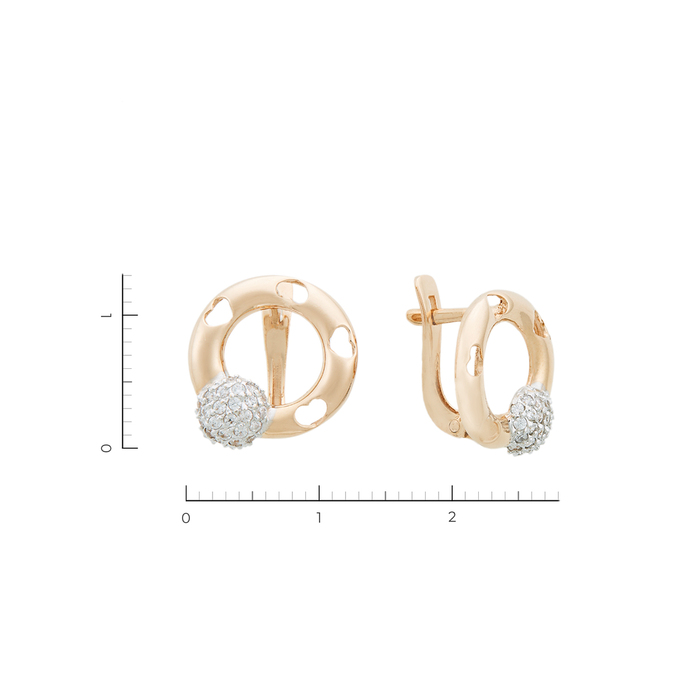 Серьги из красного золота 585 пробы c фианитами
