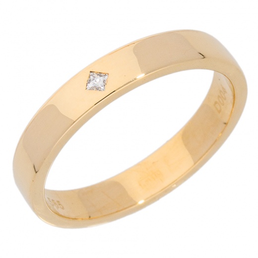 Кольцо обручальное из желтого золота 585 пробы c 1 бриллиантом 002104 фото 1