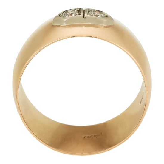 Кольцо из комбинированного золота 583 пробы c 1 бриллиантом, Л47092360 за 54320