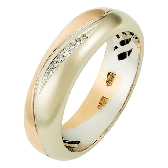 Кольцо из комбинированного золота 585 пробы c 7 бриллиантами, Л48067526 за 26100
