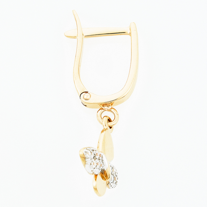 Серьги из красного золота 585 пробы c фианитами