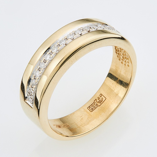 Кольцо из желтого золота 585 пробы c 15 бриллиантами