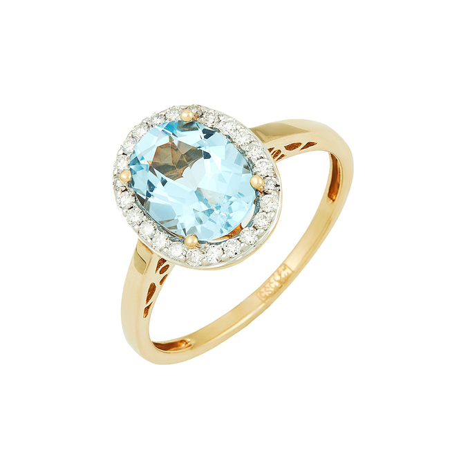 Кольцо из золота 585 пробы c топазом и бриллиантами, Л 2811 9152 за 35600