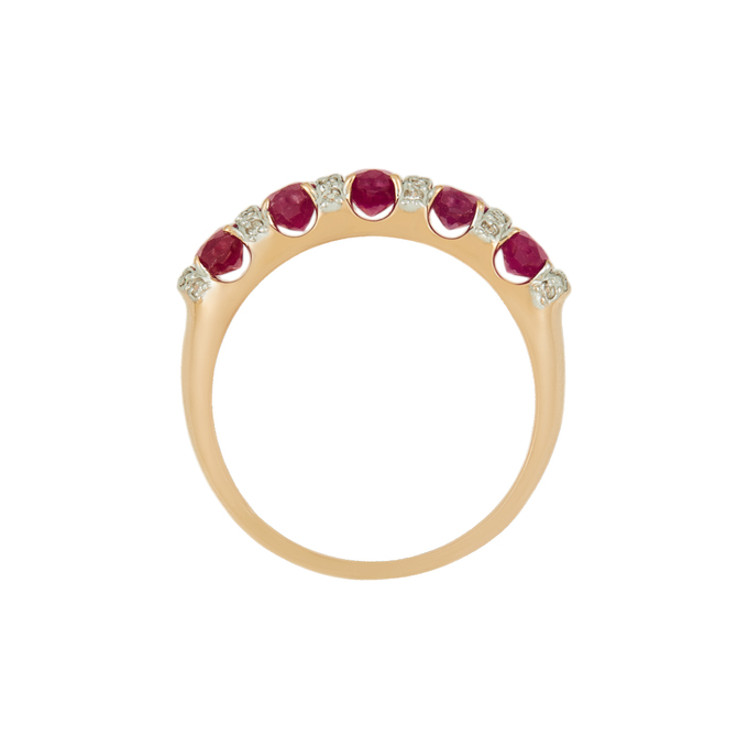 Кольцо из золота 585 пробы c облагороженными рубинами и бриллиантами, Л 2812 0192 за 53200