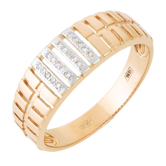 Кольцо из комбинированного золота 585 пробы c 20 бриллиантами, Л58040804 за 24720