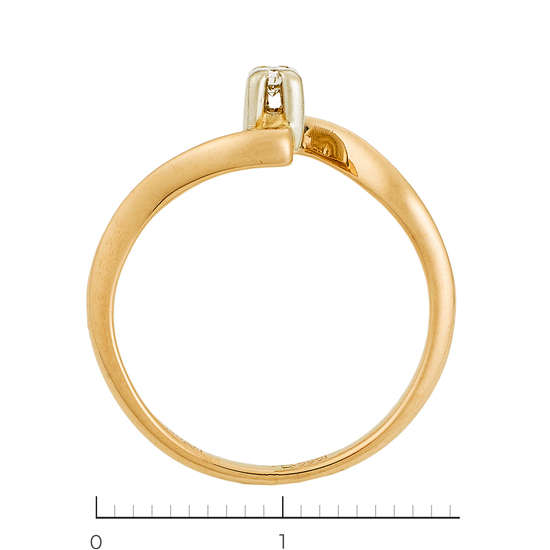 Кольцо из комбинированного золота 585 пробы c 1 бриллиантом, Л23157106 за 10140