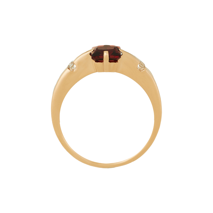 Кольцо из золота 585 пробы c гранатом и бриллиантами