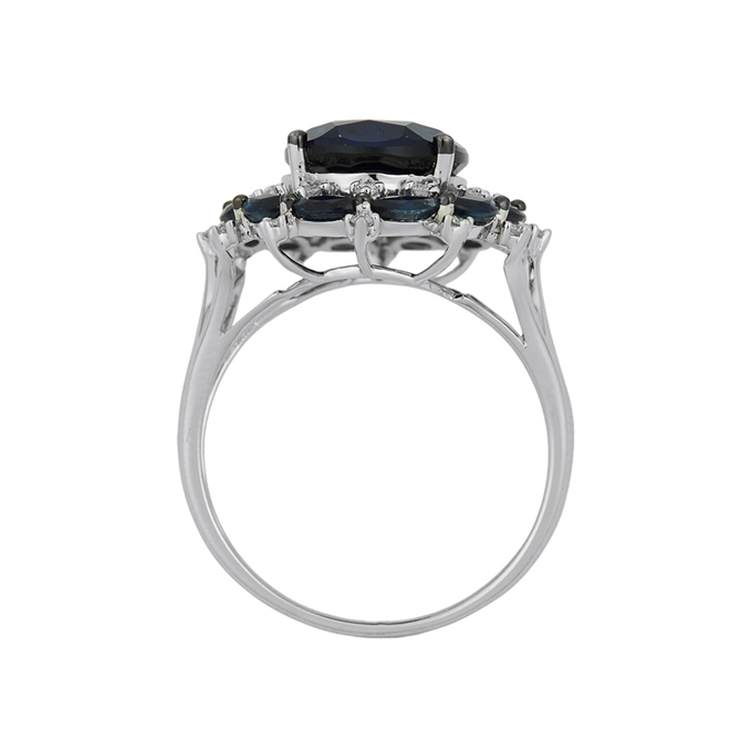 Кольцо из золота 585 пробы c сапфирами, бриллиантами и синтетическим сапфиром, Л 2316 7442 за 75600