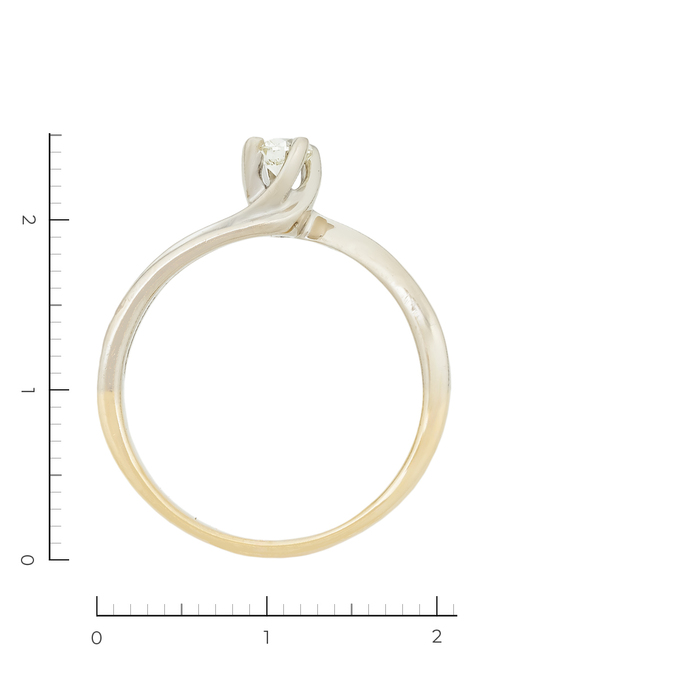 Кольцо из комбинированного золота 585 пробы c 1 бриллиантом, Л 2809 7664 за 28140