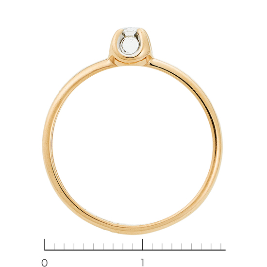Кольцо из комбинированного золота 585 пробы c 1 бриллиантом, Л76010041 за 6255