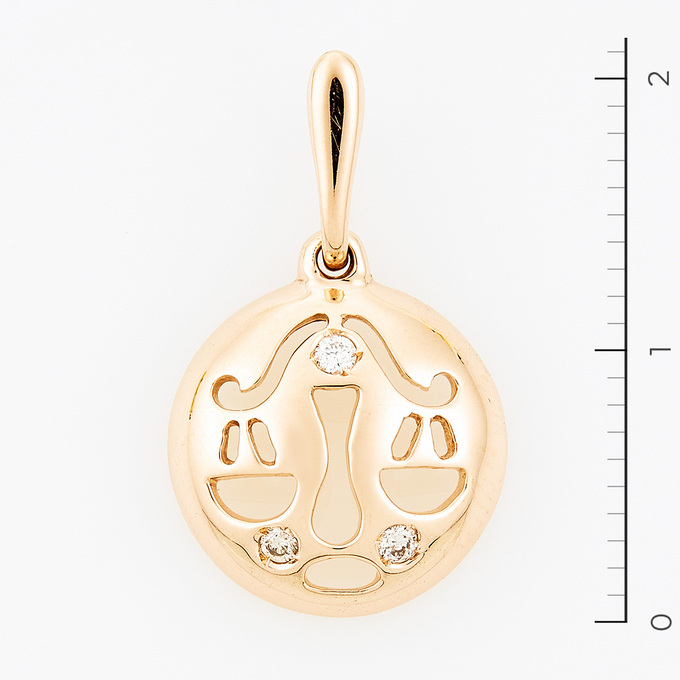 Подвеска из красного золота 585 пробы c 3 бриллиантами