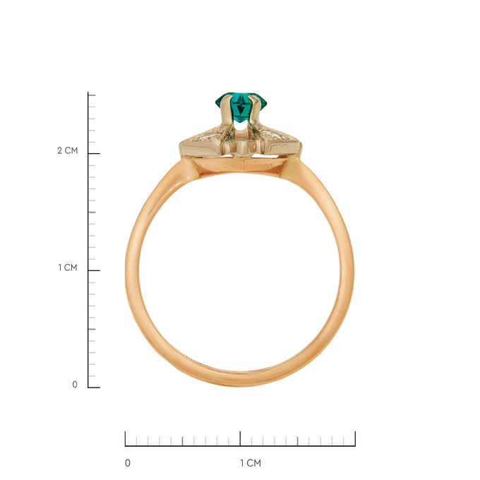 Кольцо из золота 585 пробы c бриллиантами и синтетическим изумрудом, Л 3209 0504 за 58800