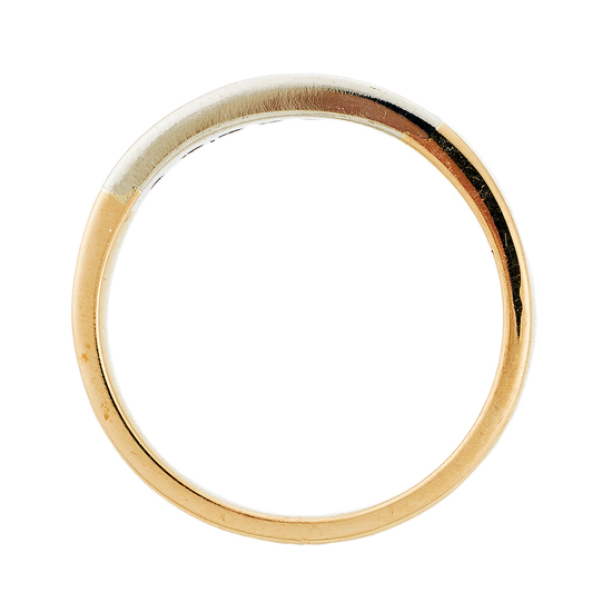 Кольцо из комбинированного золота 585 пробы c 3 бриллиантами и 4 сапфирами, Л05141792 за 13275