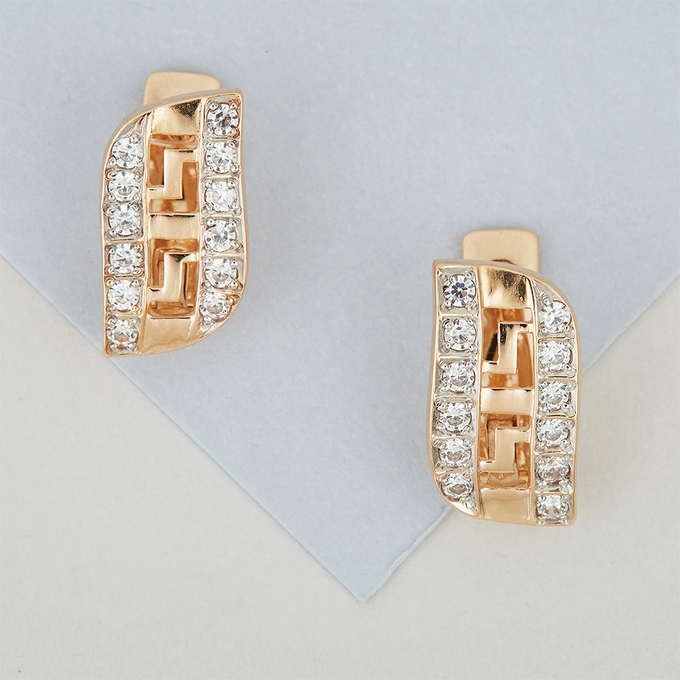 Серьги из красного золота 585 пробы c фианитами
