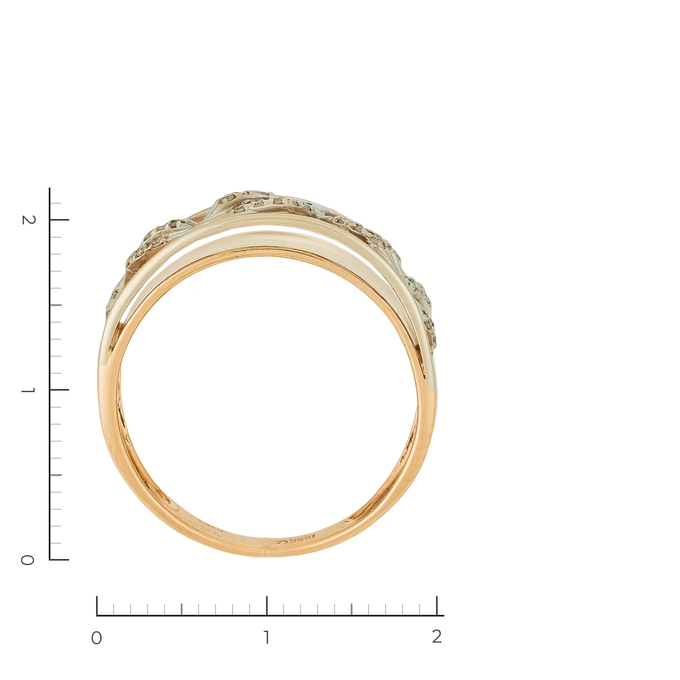 Кольцо из комбинированного золота 585 пробы c 29 бриллиантами, Л 4507 2288 за 26950