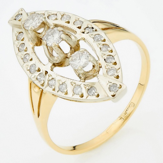 Кольцо из комбинированного золота 585 пробы c 23 бриллиантами Л46073714 фото 1