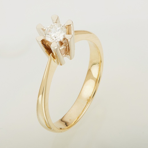 Кольцо из комбинированного золота 750 пробы c 1 бриллиантом Л16132118 фото 1