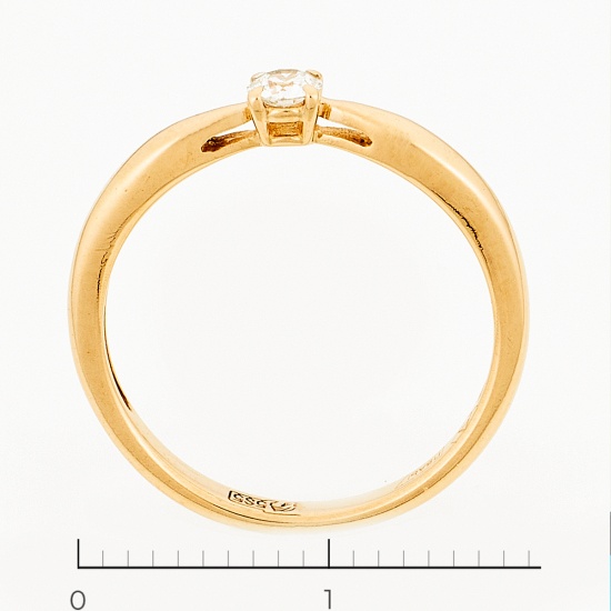 Кольцо из красного золота 585 пробы c 1 бриллиантом, Л43055061 за 8750