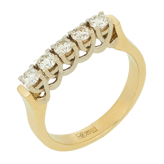 Кольцо из комбинированного золота 585 пробы c 5 бриллиантами, Л11153321 за 45200