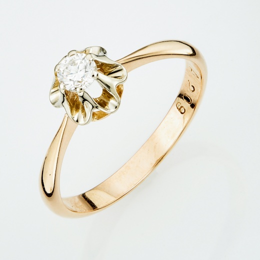 Кольцо из комбинированного золота 583 пробы c 1 бриллиантом Л18101412 фото 1