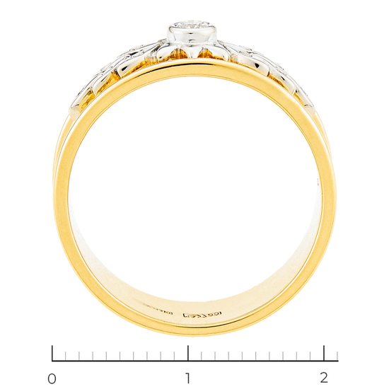 Кольцо из комбинированного золота 750 пробы c 11 бриллиантами, Л46082612 за 79000