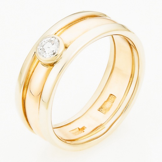 Кольцо из комбинированного золота 583 пробы c 1 бриллиантом Л24133206 фото 1