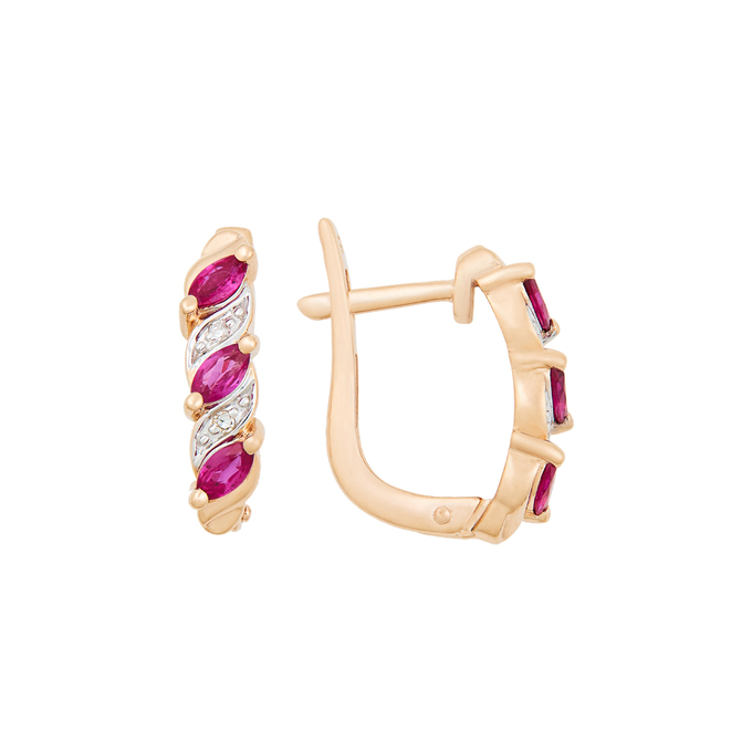 Серьги из золота 585 пробы c рубинами и бриллиантами, К 0000 3527 за 48000