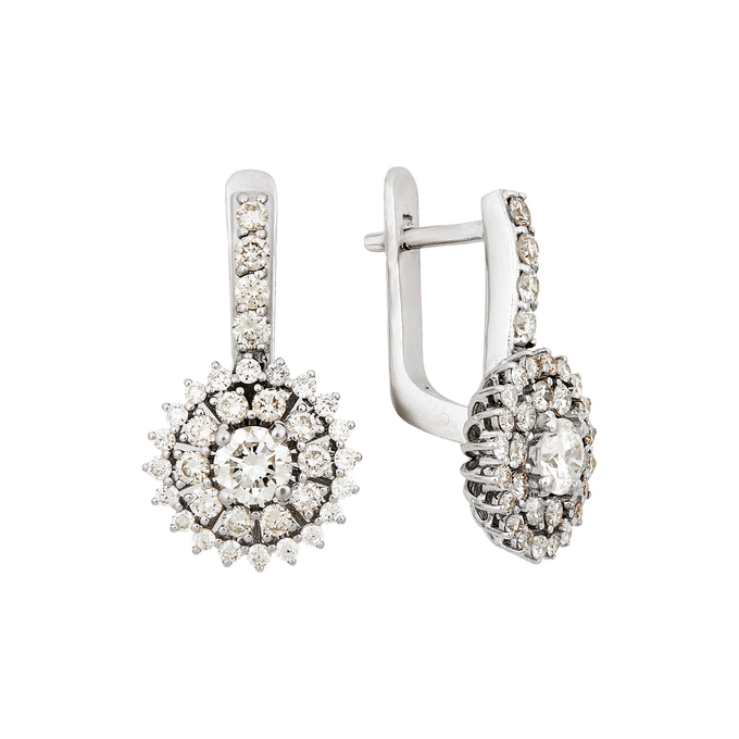 Серьги из золота 585 пробы c бриллиантами и синтетическими камнями, Л 3112 5773 за 295000