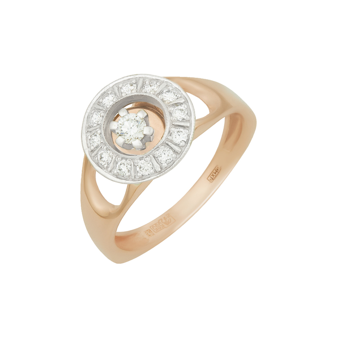 Кольцо из золота 585 пробы c бриллиантами