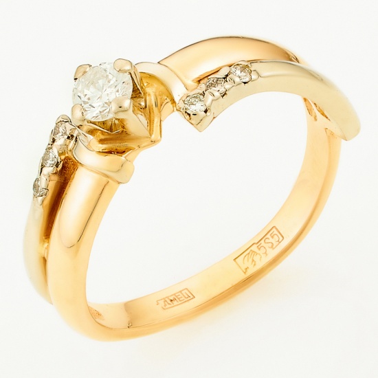 Кольцо из комбинированного золота 585 пробы c 7 бриллиантами, Л06156726 за 17450