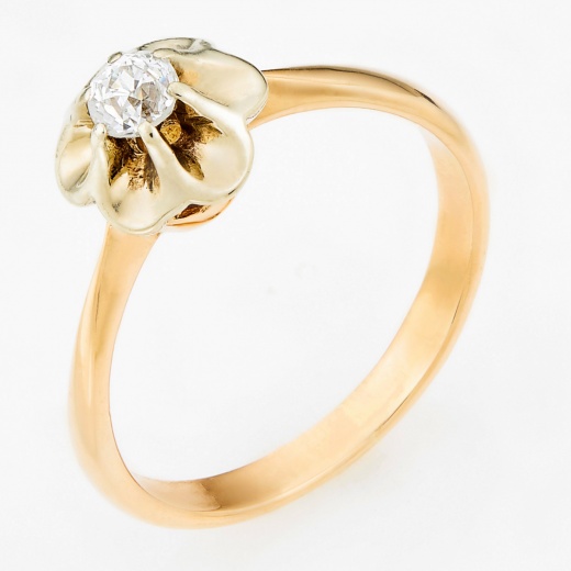 Кольцо из комбинированного золота 585 пробы c 1 бриллиантом Л46076584 фото 1