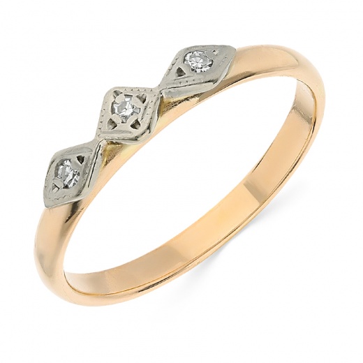 Кольцо из комбинированного золота 585 пробы c 3 бриллиантами Л37021469 фото 1