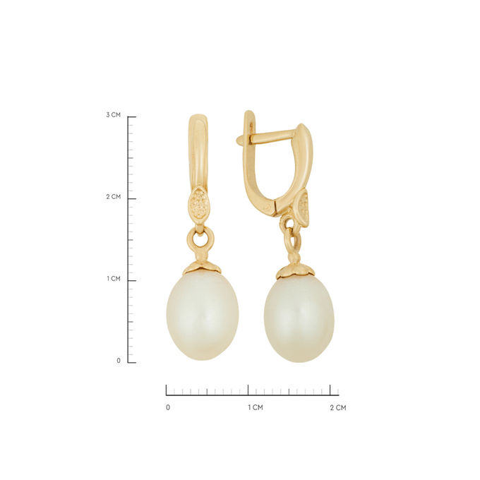 Серьги из золота 585 пробы c культ. жемчугом, Л 6300 8364 за 44560