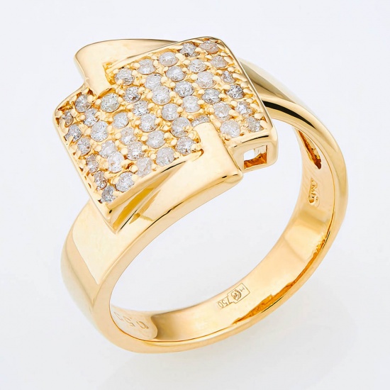 Кольцо из желтого золота 750 пробы c 46 бриллиантами