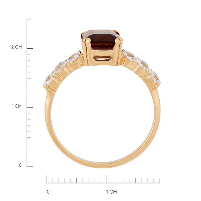 Кольцо из золота 585 пробы c гранатом и фианитами, Л 7601 7937 за 22200