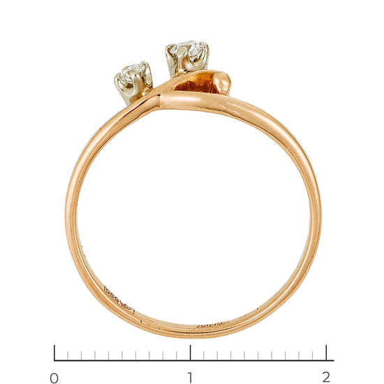 Кольцо из комбинированного золота 585 пробы c 2 бриллиантами, Л47092734 за 19200