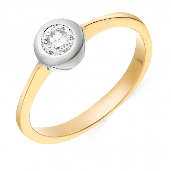 Кольцо из желтого золота 585 пробы c 1 бриллиантом, Л48020918 за 44250
