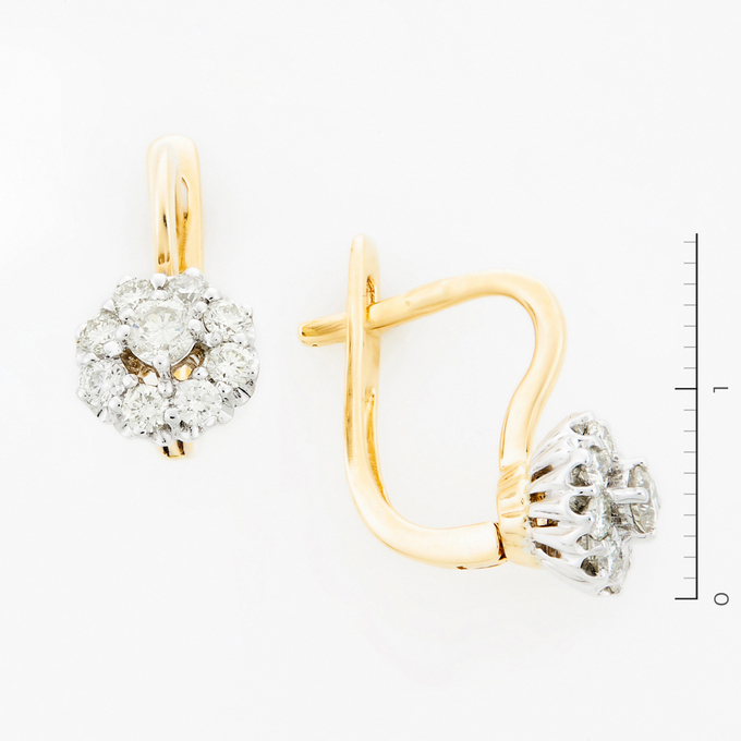 Серьги из золота 585 пробы c 18 бриллиантами