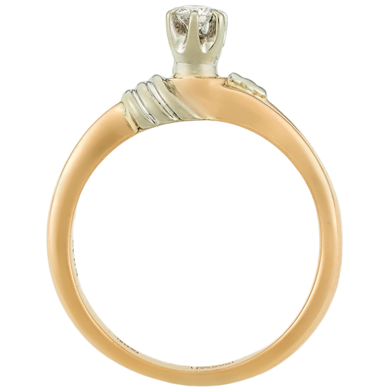 Кольцо из комбинированного золота 585 пробы c 1 бриллиантом, Л12079285 за 20760