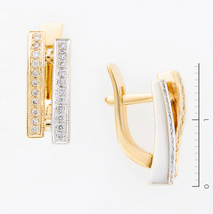 Серьги из золота 585 пробы c 44 бриллиантами
