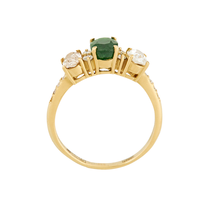 Кольцо из золота 750 пробы c демантоидом и бриллиантами, Л 2812 2985 за 115000