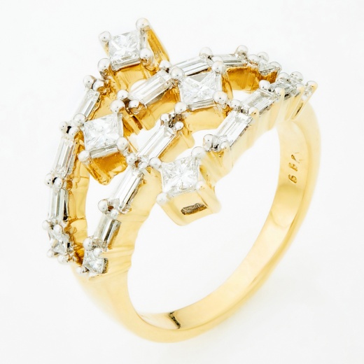 Кольцо из комбинированного золота 750 пробы c 20 бриллиантами Л64008776 фото 1
