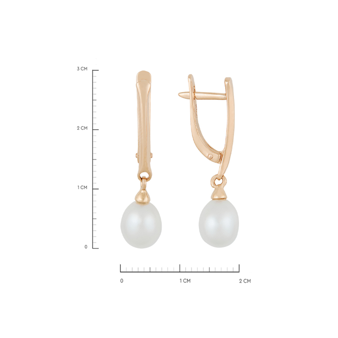 Серьги из золота 585 пробы c 2 культ. жемчугами, Л 3706 3143 за 32000
