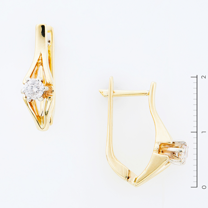 Серьги из золота 585 пробы c 2 бриллиантами
