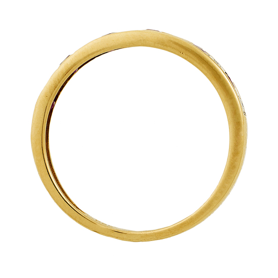 Кольцо из желтого золота 585 пробы c 7 бриллиантами и 6 рубинами, Л73020513 за 11700